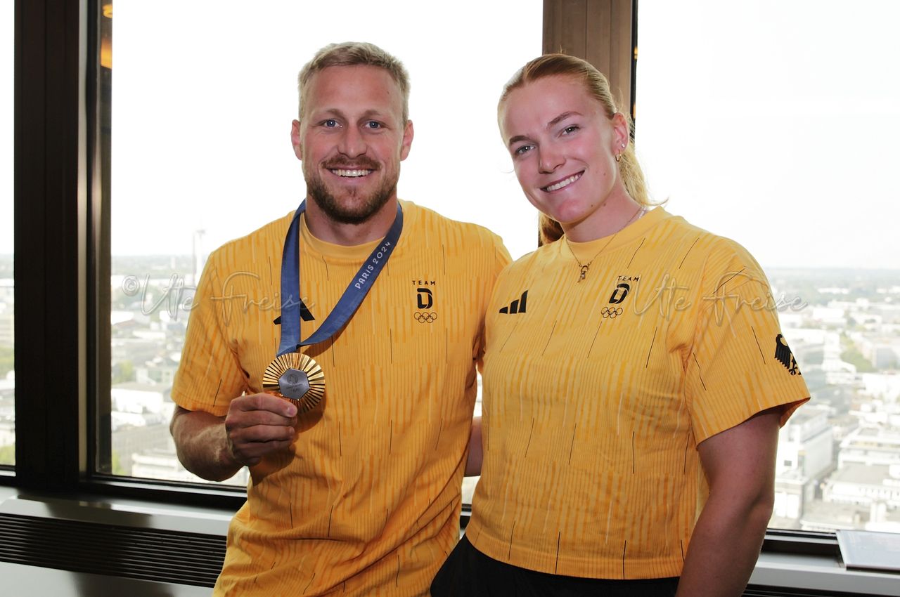 Mit Max Rendschmidt und Enja Rößeling (hier beim Olympiaempfang im Rathaus der Stadt Essen im Vorjahr) sind zwei KGE-Aktive bei den anstehenden Weltcups international dabei